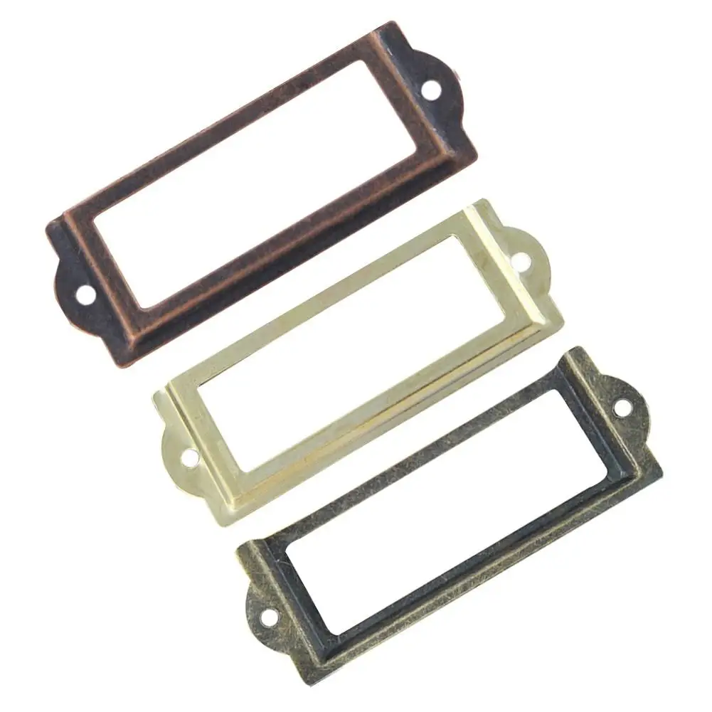 

10Pcs Antique Labesl Pull Frame File Name Card Holder for Cabinet Drawer Box Case