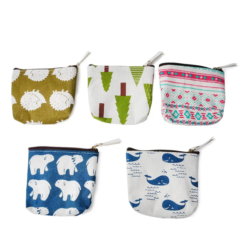 Женская маленькая милая сумка в стиле ретро простой холщовый кошелек на молнии