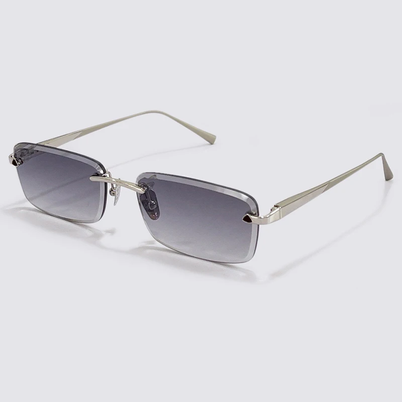 2021 Rimless Rectange Sunglasses Women Men Driving Gradient Sun Glasses Brand  Eyewear Oculos De Sol
