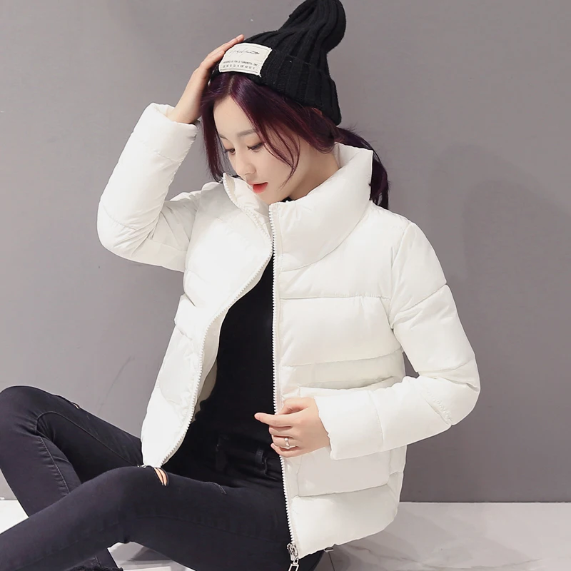 

2022 Winter Jacket Coat Women Fashion Short Parka Harajuku Overcoat Female Solid Padded Stand Collar Outwear Зимняя Куртка