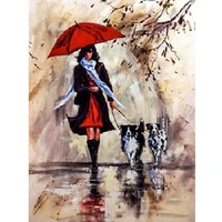5d diamond painting by number full drill square the girl walking the dog mosaic diamond dots cross stitch embroidery home decor