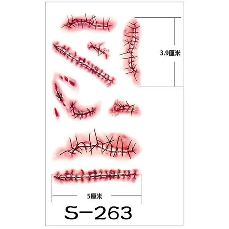 

Body Makeup Tattoo Stickers Halloween Simulation Horror Bleeding Suture Scars Stickers DIY Halloween Decoration Party Supplies