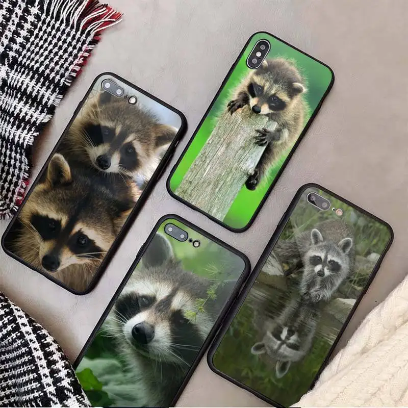 

Raccoon Cute wild animals Phone Case Tempered glass For iphone 6 7 8 plus X XS XR 11 12 13 PRO MAX mini