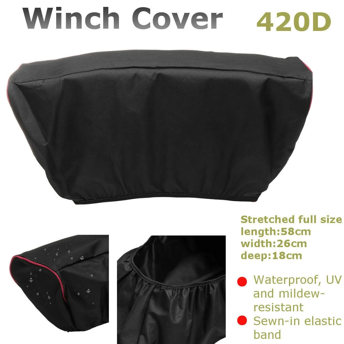 

2pcs Car Electric Winch Cover Off-Road Vehicle Electric Winch Rain Cover Waterproof, UV And Mildew-resistant Winch Cover