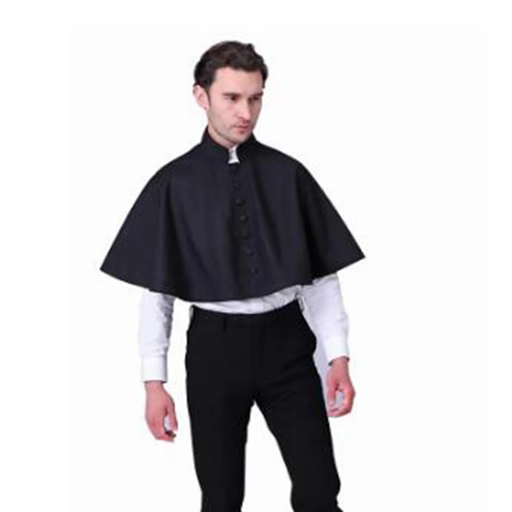כומר גלימה הליטורגית cappa איש הכנסייה כמורה נוצרי תלבושות שחור קייפ צעיף