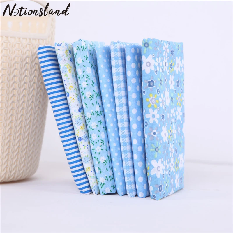 7pcs Printed Fabric Cotton Cloth 25x25cm Thin Patchwork Fabric Flower Pattern DIY Handmade Accessories Mixed Squares Bundle