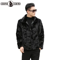 top quality men real mink fur short coat 2021 new winter warm lapel business outerwear luxury straight casual real fur jacket