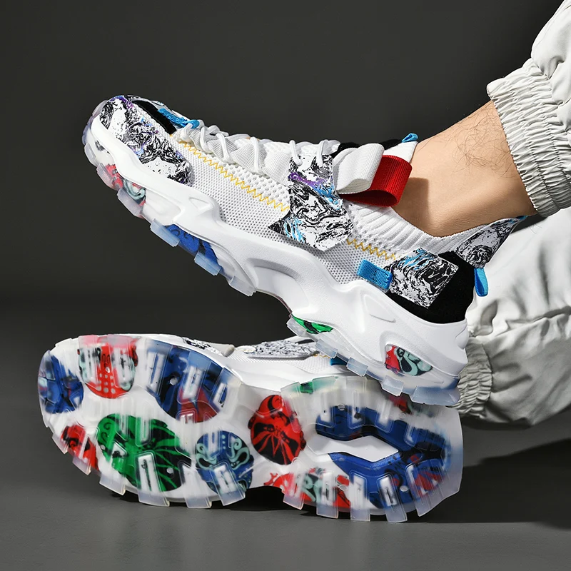 

Luxury Fashion Men Breathable Casual Sneakers High Quality Outdoor Light Weight Sports Shoes Man Lace Up Hip Hop Street