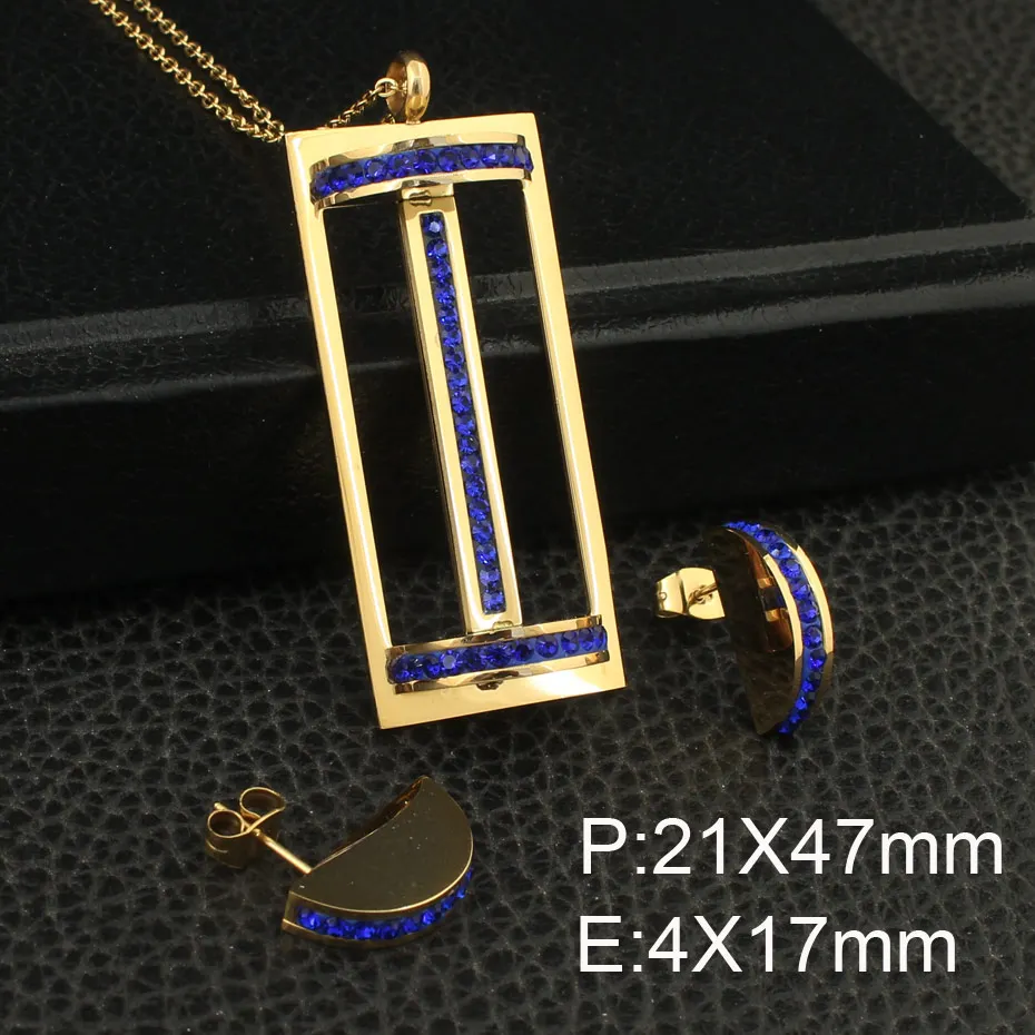 3 Gold Colors Stainless Steel Jewelry Necklace Stud Earrings Sets Supernova Sales for Women SEDZCGBC | Украшения и аксессуары
