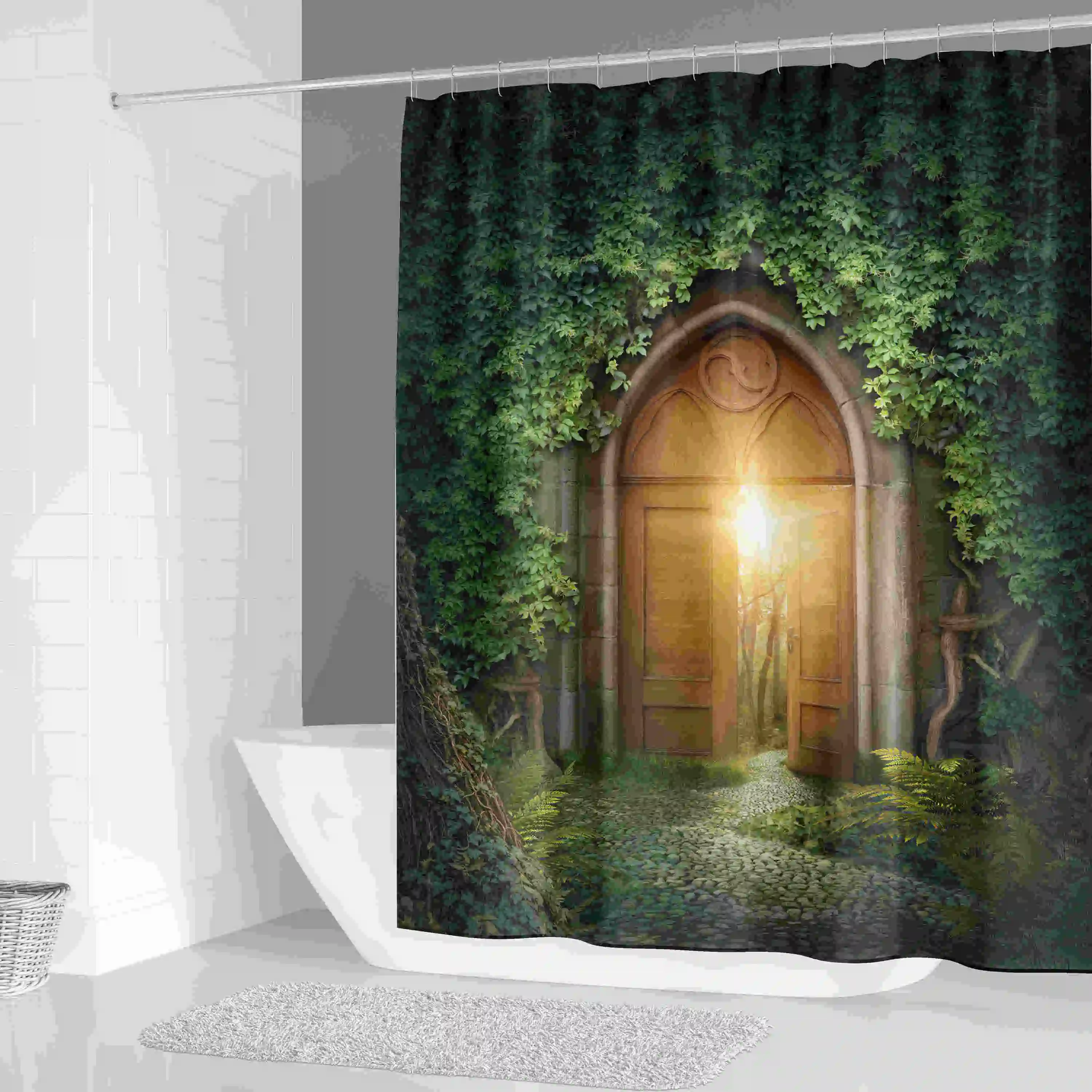 Деревянная дверь печать занавеска для душа Декор фермерский дом