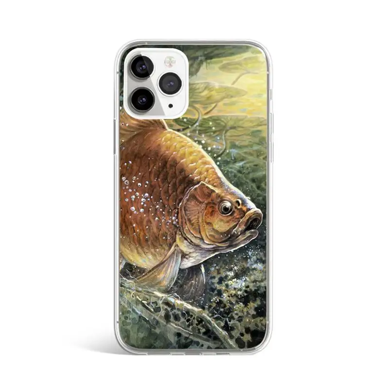 

Carp Fishing Phone Case Transparent for iPhone 11 12 mini pro XS MAX 8 7 6 6S Plus X 5S SE 2020 XR