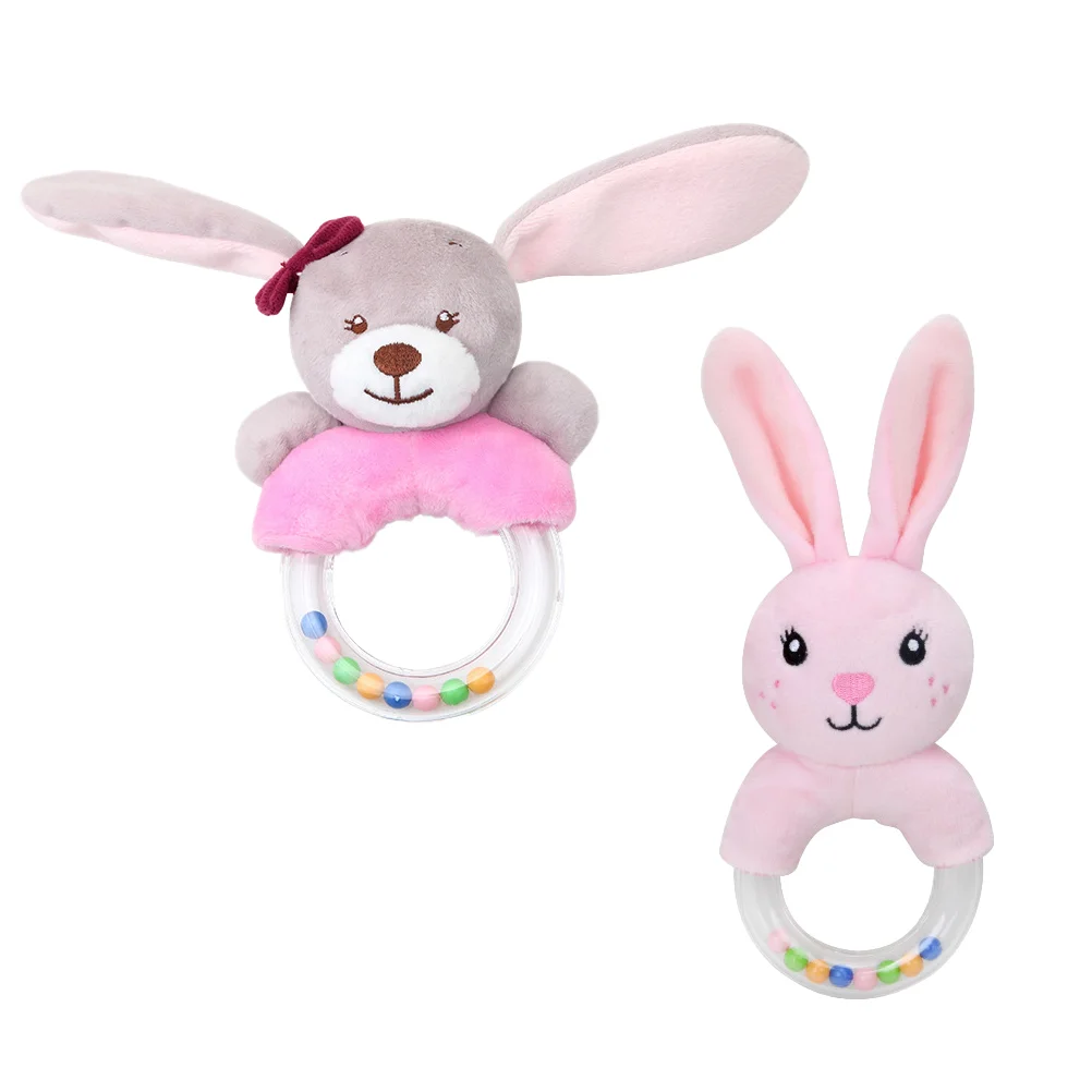

2pcs Novel Baby Rattle Toys Cartoon Rattle Shakers Plush Baby Ring Rattles