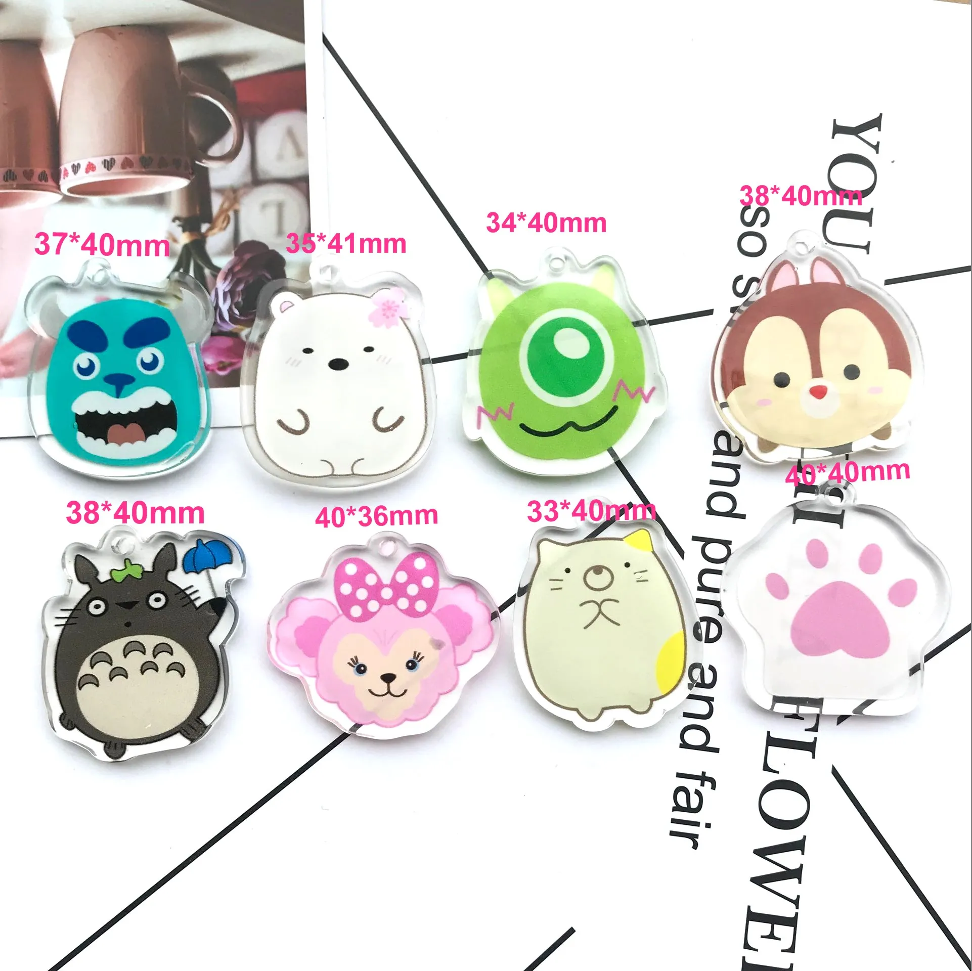 Бесплатная доставка! Акриловый мультяшный пластырь с плоской задней стороной