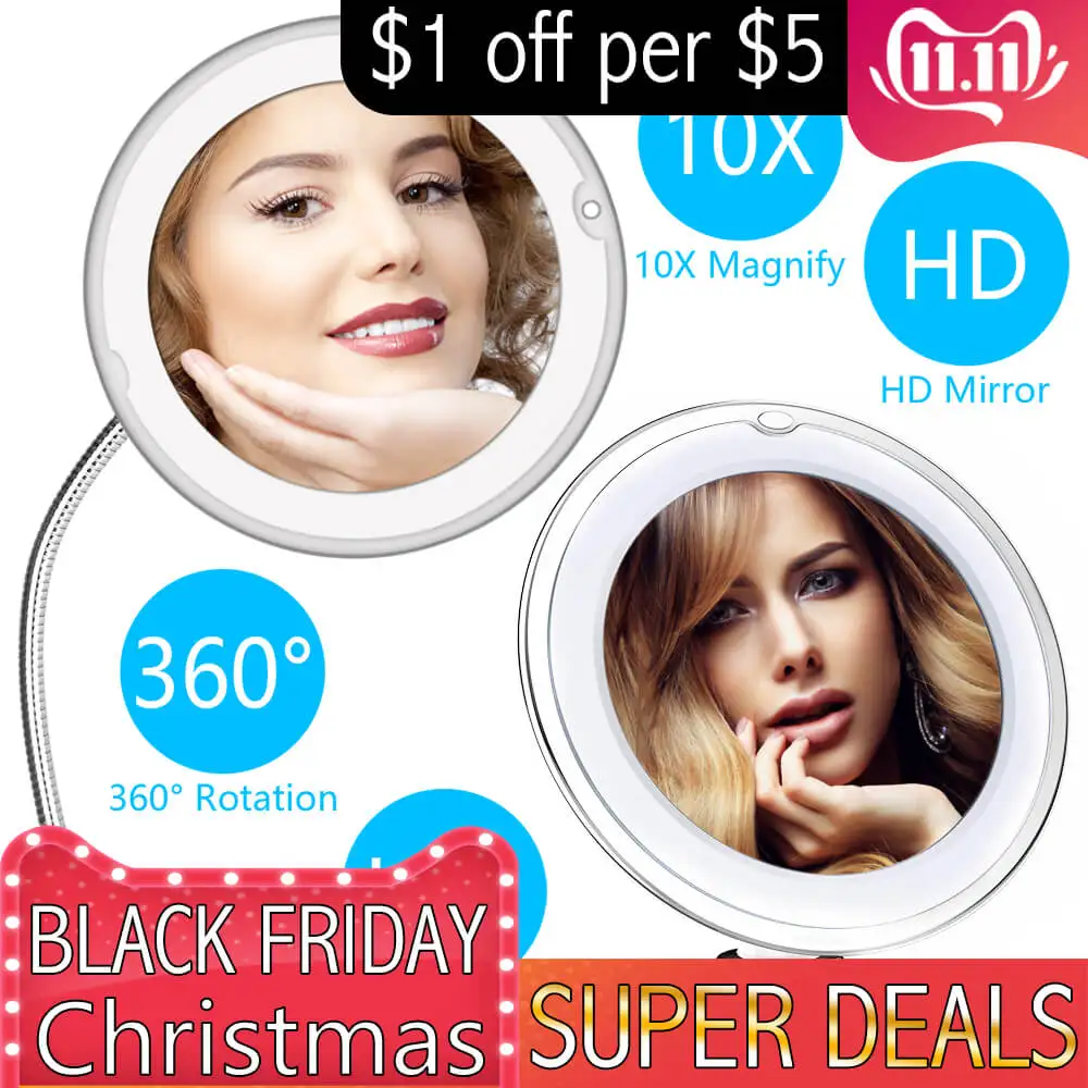 Увеличительное светодиодное освещение s зеркало для макияжа с лампой 10 кратный