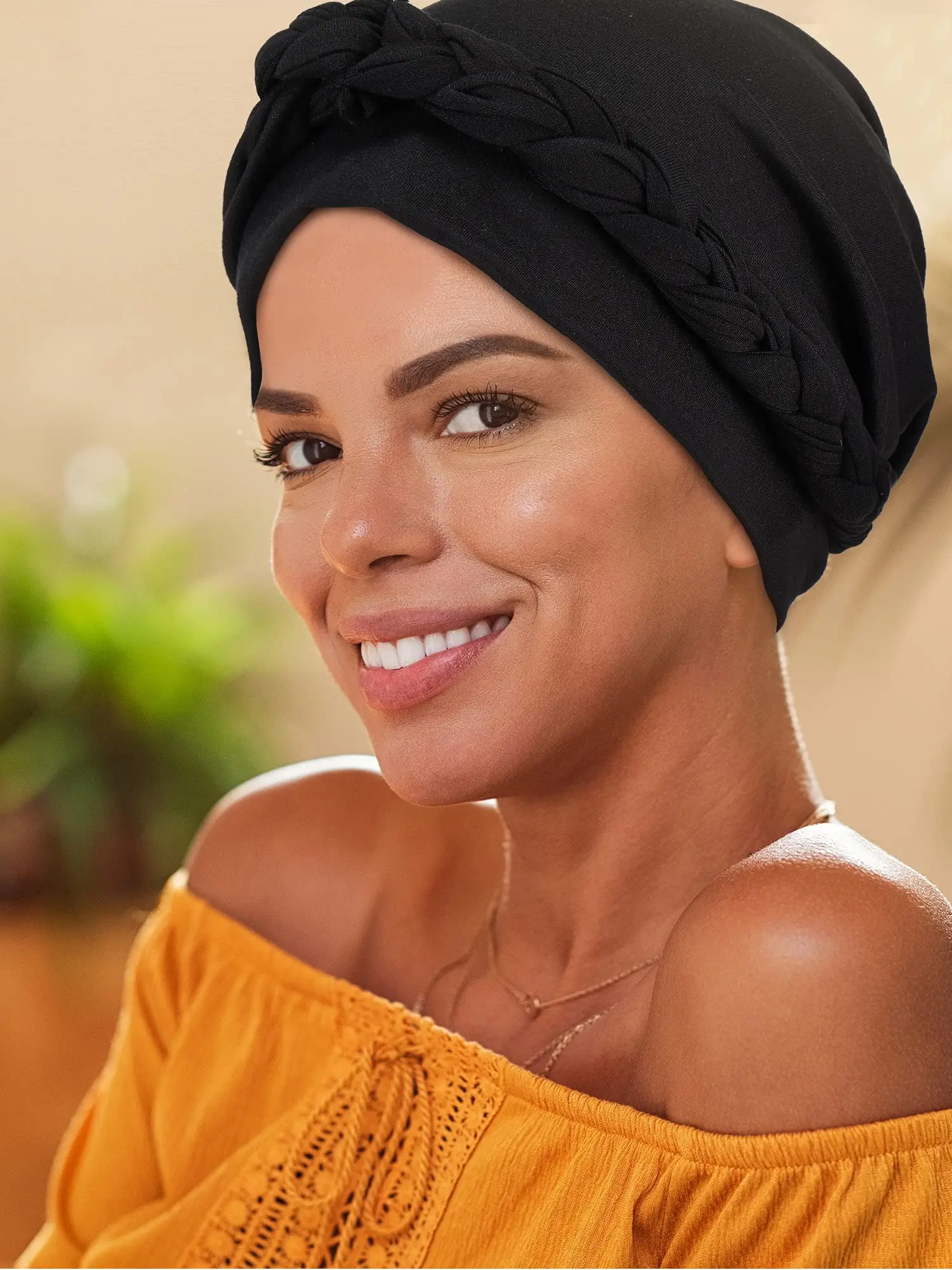 

New Fashion Braid Muslim Hijab Cap Solid Color Women Islamic Headscarf Stretch Hair Cover Turban Bonnet Headwrap Hats for Girls