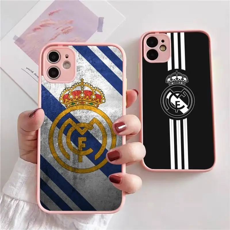 

Madrid GreyGold Phone Case For iphone 13 12 11 xr xs x 7 8 pro max Light pink Soft TPU Silicone Clear Case Cover