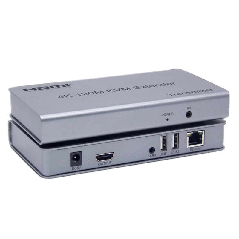

4K 120 м квм HDMI удлинитель, поддерживает USB мышь и клавиатуру через RJ45 Ethernet Cat5E Cat6 кабельный конвертер TX RX европейская вилка