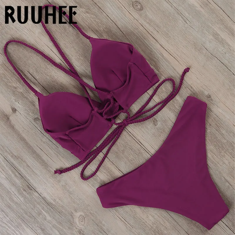 RUUHEE Tie Dye бикини, женский купальник, пуш-ап, купальник с принтом динозавра, купальник, бандаж, сексуальный летний купальник для женщин