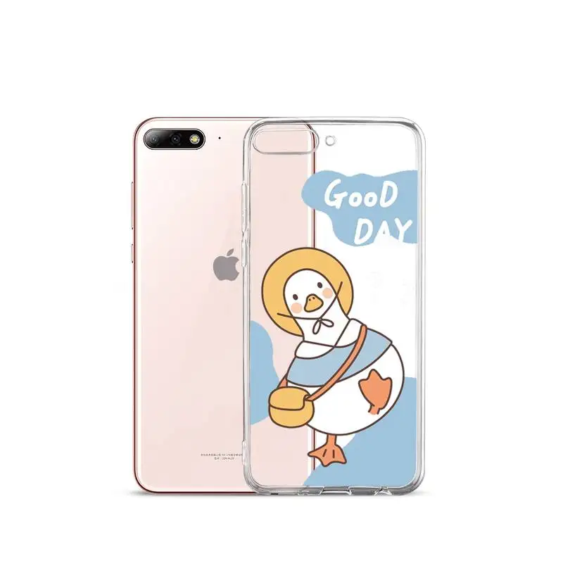 

Cartoon cute duck white creative Phone Case Transparent for iPhone Samsung A S 11 12 6 7 8 9 10 20 Pro X XS Max XR Plus lite