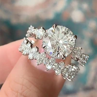 huitan newly designed women rings 2pcsset engagement wedding evening party elegant female accessories dazzling fashion jewelry