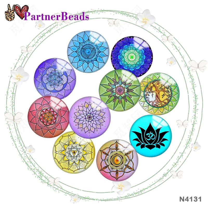 

Круглый стеклянный кабошон mandala 12 мм/18 мм/20 мм/25 мм, демонстрация плоской задней части, фурнитура для изготовления бисера N4131