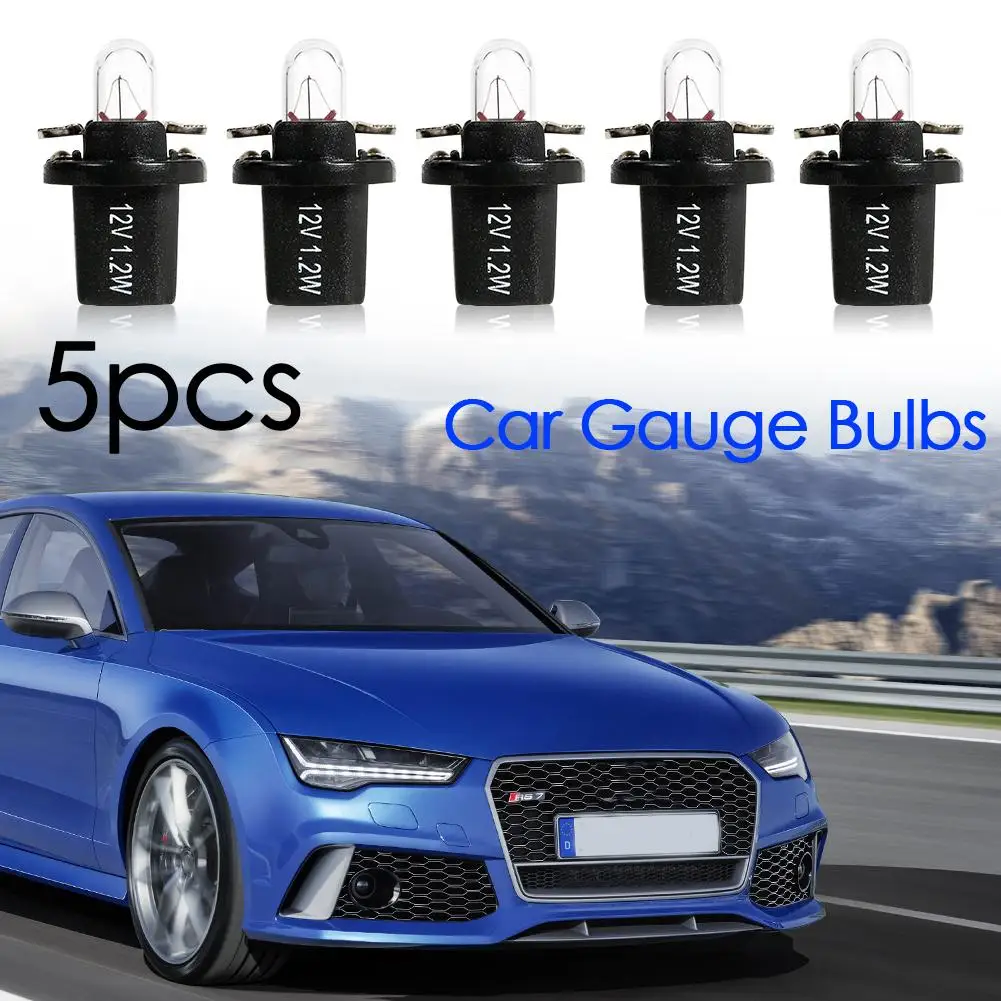 

5pcs T5 B8.5D Halogen Car Gauge Bulbs for Interior Dash Auto Side Wedge Dashboard Instrument Cluster Light