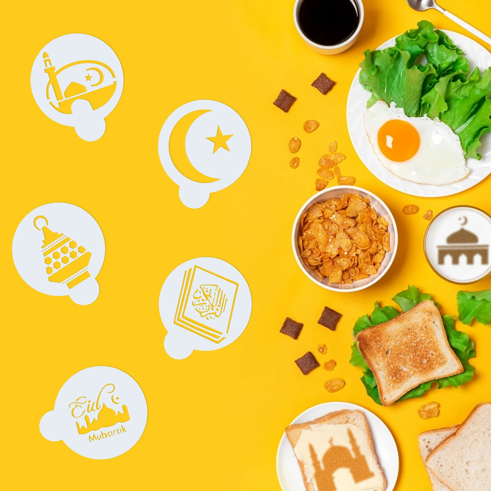 

Практичные трафареты для кофейных цветов, трафареты для Рамадана, трафареты для кофе