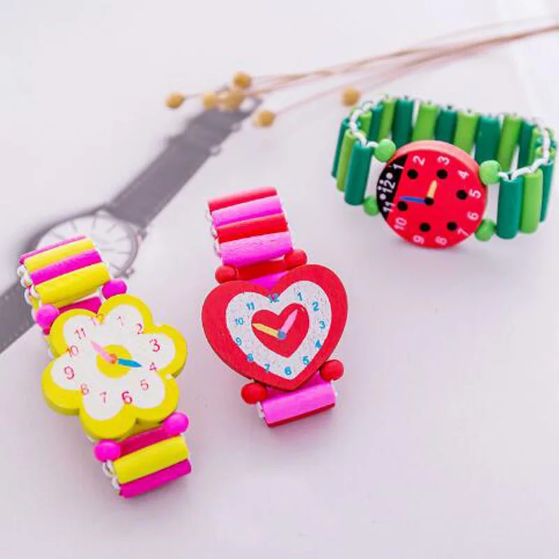 Мультяшные наручные часы-браслет забавные деревянные часы игрушка ручной работы