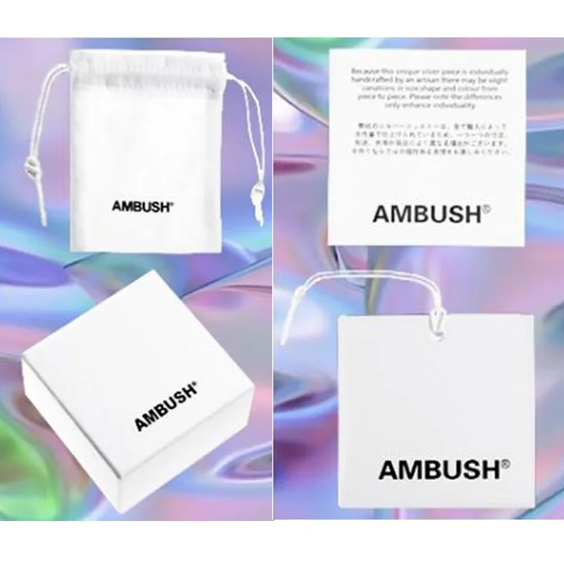 Statement INS AMBUSH 925 Silver Square Letters Colorful Glazed Beads Simple Charm Hip Hop Couples Jewelry For Women Men Gifts