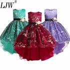 Платье для девочек, с вышивкой, без рукавов, на Рождество