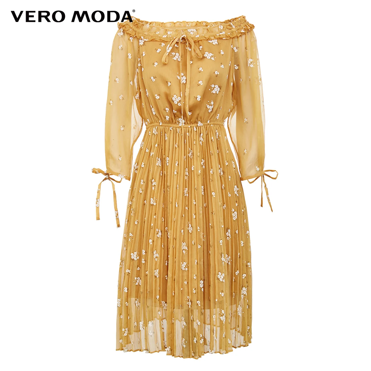 

Vero Moda Women's Lace-up Off-the-shoulder Chiffon Floral Dress | 31937C504
