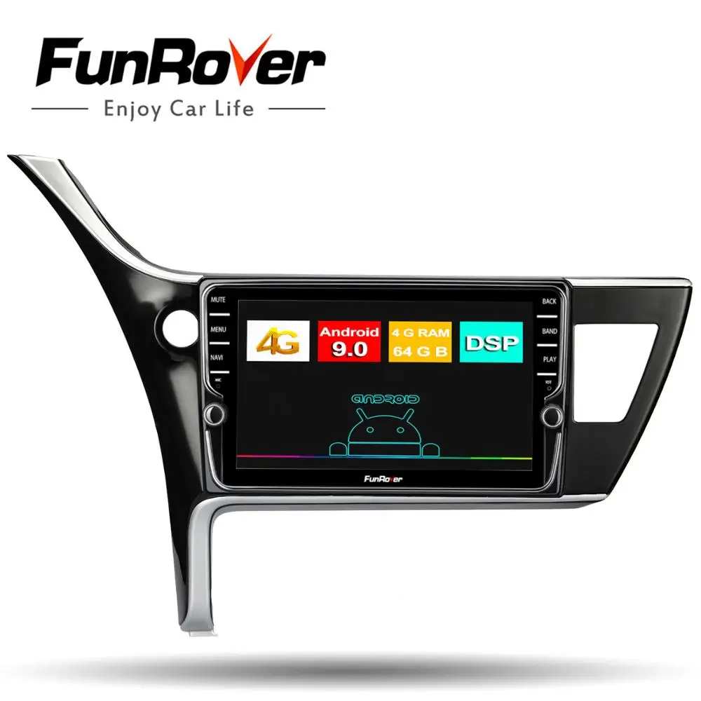 Автомобильный dvd плеер Funrover 4 Гб + 64 ГБ android 9 0 для toyota corolla 2017 2018 (Левый руль)