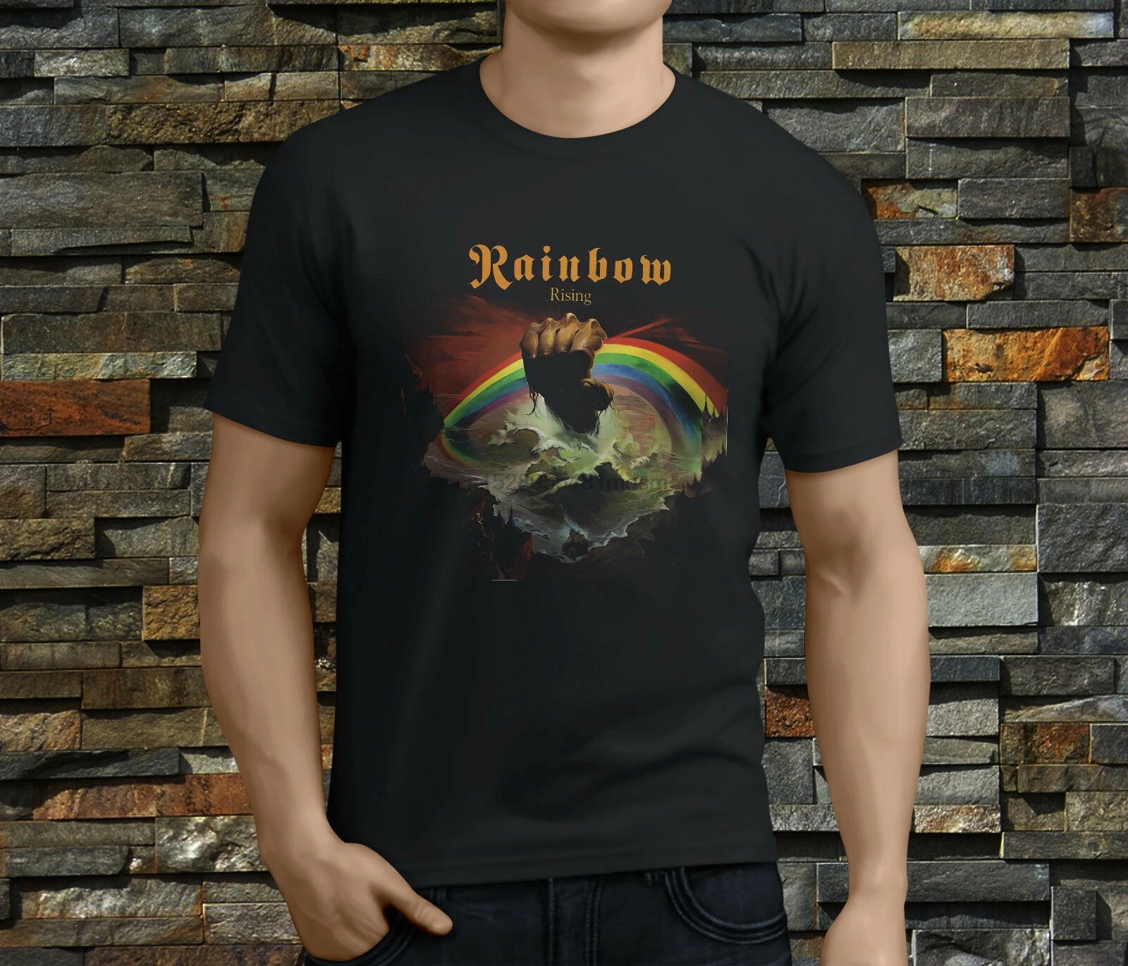 

New Rainbow Rising Album Dio Zozo Rock Band Men Black T-Shirt Size S-3XL