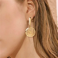 gold color geometric dangle drop earrings jewelry for women trendy simple design statement earrings