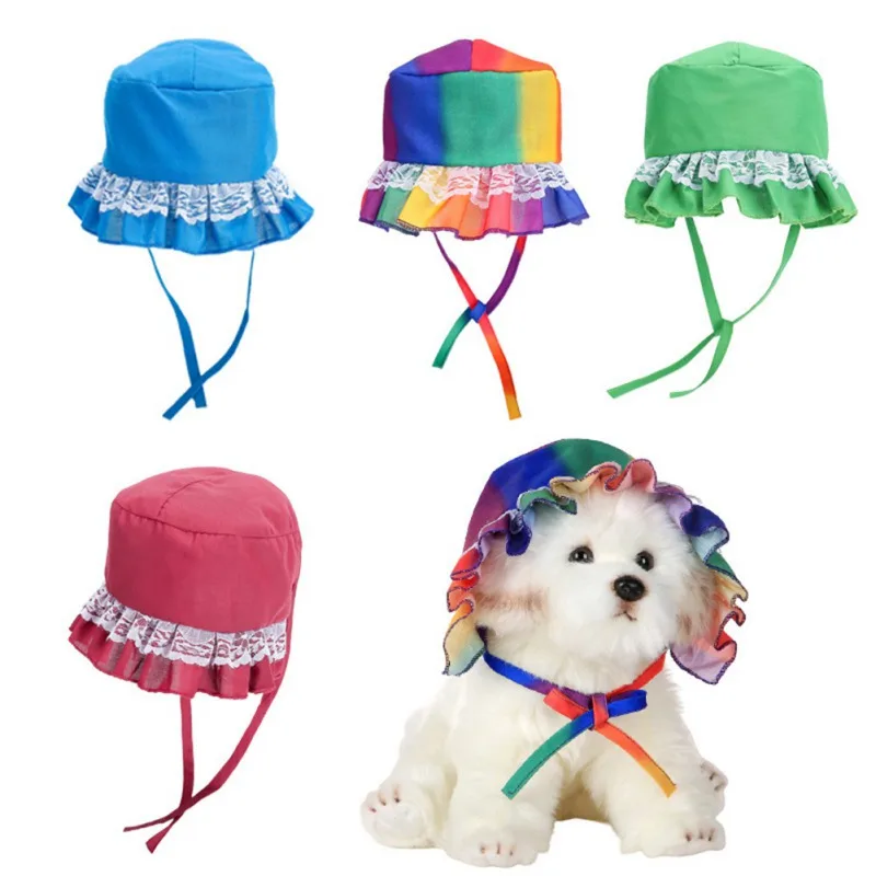 

8 Styles Summer Pet Dog Hat Cap Lace Headwears Caps For Small Pet Dogs Cats Sun Hat Dogs Accessories Supplies