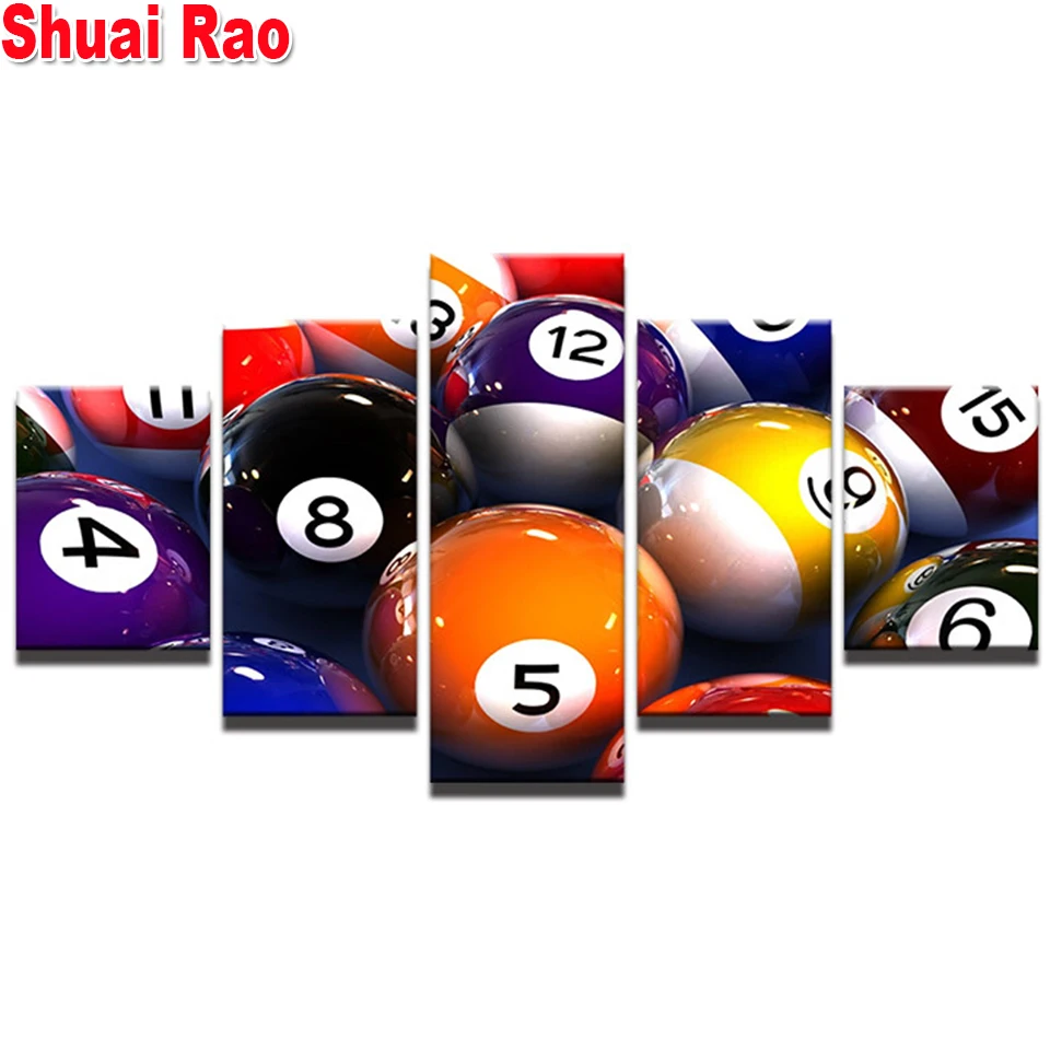 

5 piece Beautiful Color Billiard diamond painting Cross stitch kit full drills square diamond mosaic sale embroidery fantasy art