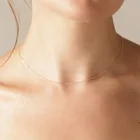 Тонкое ожерелье для женщин, металлическая цепочка до ключиц в минималистическом стиле, простой: золото, серебро Цвета, бижутерия для шеи