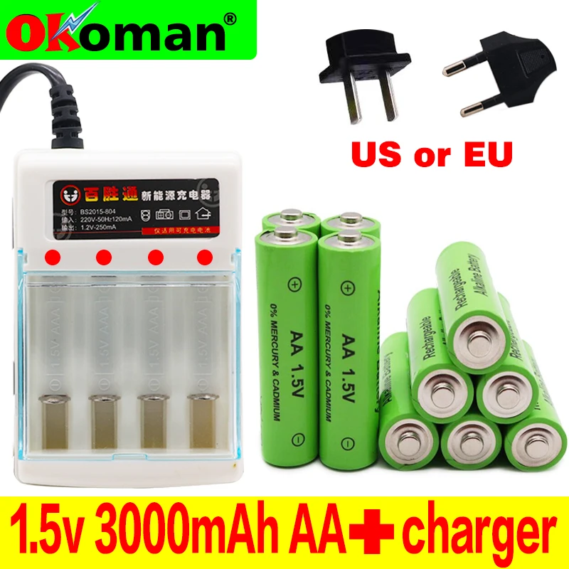 Новый аккумулятор lote 3000 мА · ч AA 1 5 В Аккумуляторная Новинка Alcalinas drummey для игрушек