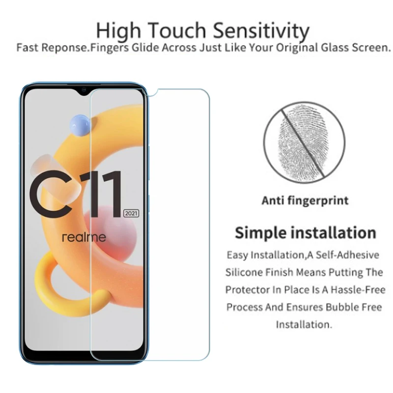 9H закаленное стекло для Realme C11 2021 Защитная пленка переднего экрана C 11 Стекло
