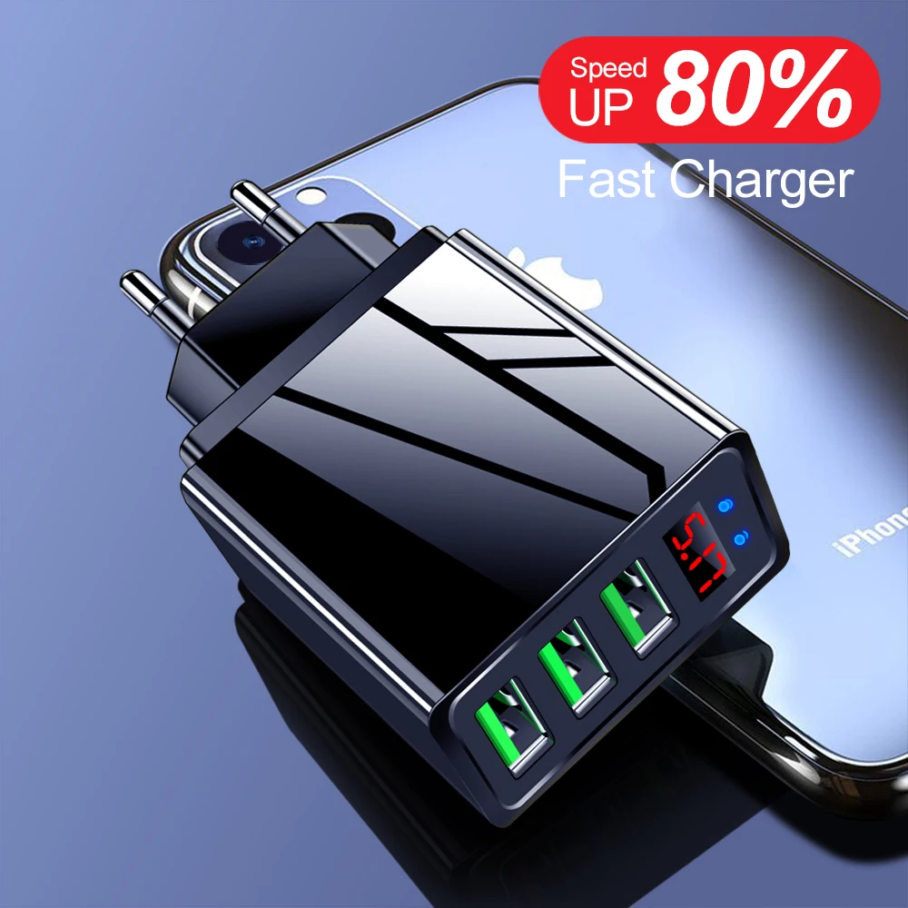 Зарядное устройство USB быстрая зарядка 3 0 4 QC3.0 для iPhone 8 Samsung Xiaomi Huawei настенный