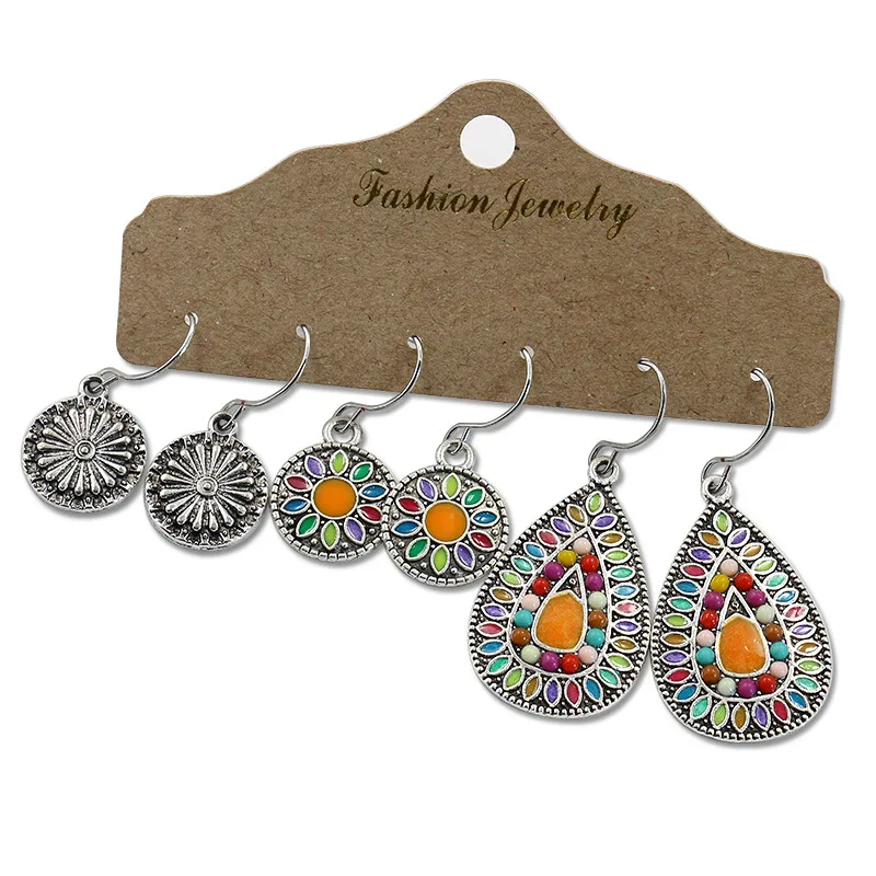 

Summer Corful Earrings Set Summer Boho Water Drop Flower Dangle Earrings Hanging Fashion Jewellery Wholesale