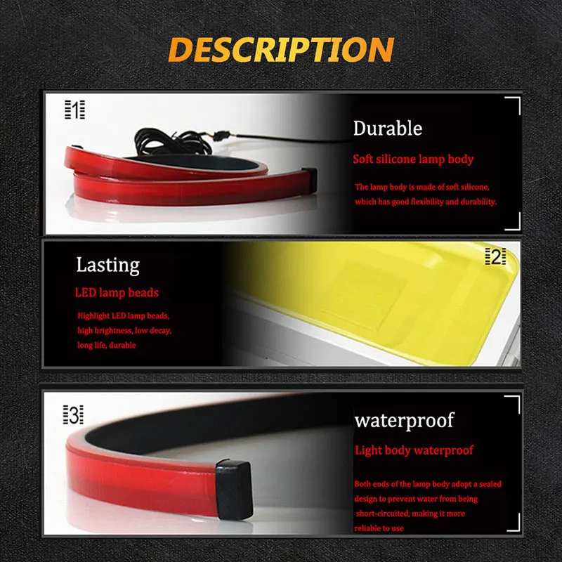 Стоп-светильник автомобильный гибкий 90 см с креплением на стоп-сигнал |