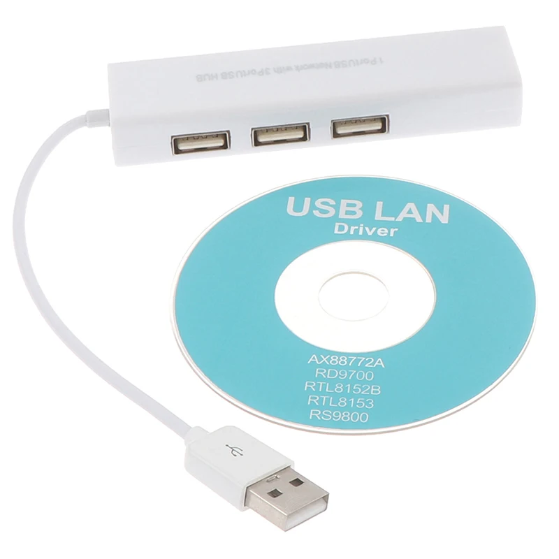 USB Ethernet с 3 портами usb хаб 2 0 RJ45 Lan сетевая карта в адаптер для ПК концентратор
