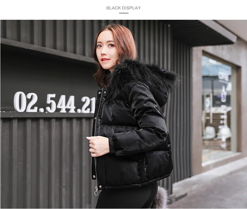 

Luck A faux fur Hooded padded coat winter coat women zipper long sleeve fashion loose casual outwears winter parkas