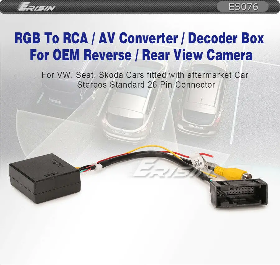 076 RGB к RCA/AV конвертер/декодер коробка адаптер для VW OEM обратного/заднего вида