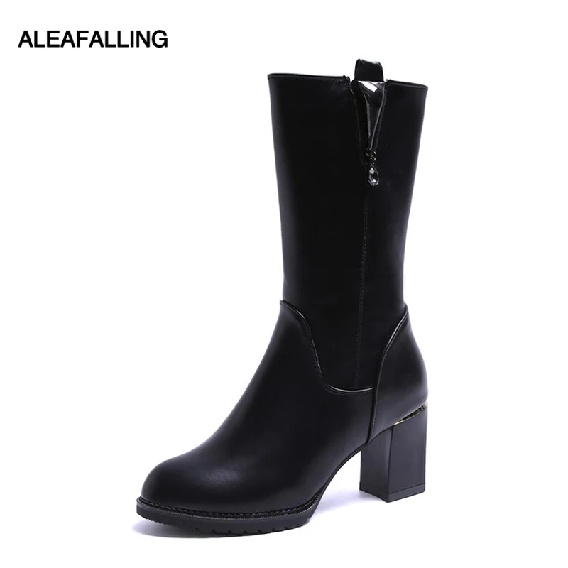 Aleafalling/женские ботинки женские до середины голени из мягкой кожи Уличная обувь на