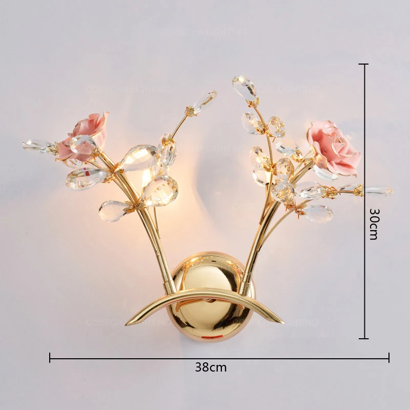 Керамический Настенный светильник бра украшенный цветами для девочек