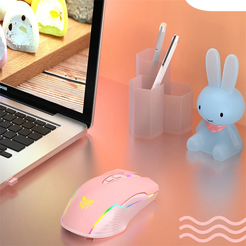 

New product ONIKUMA CW905 cute pink wireless gaming mouse RGB marquee rechargeable desktop computer notebook mouse