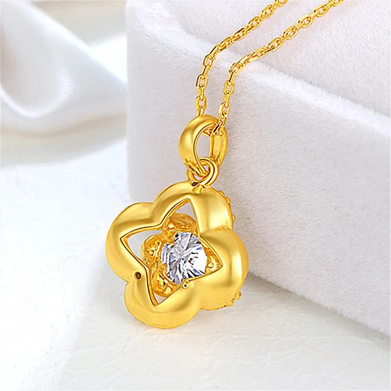 Изысканное женское колье из циркония с золотым цветком сливы аксессуары для