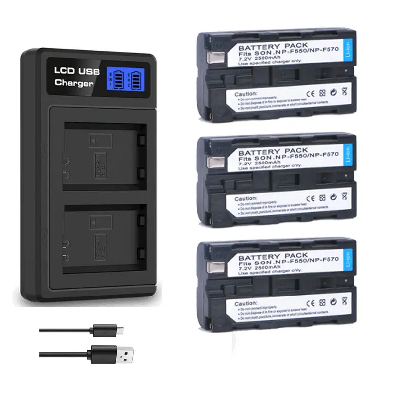 NP F550 F570 Камера Батарея 7 2 V 2500 мА/ч + ЖК дисплей USB Зарядное устройство для Sony F330 F530